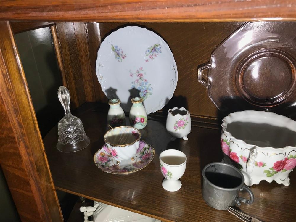 Two Shelf Lots Antique Glass, China Porcelain etc