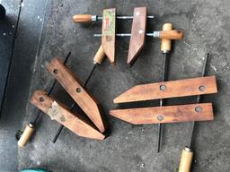 Stack of Vintage Wooden Clamps