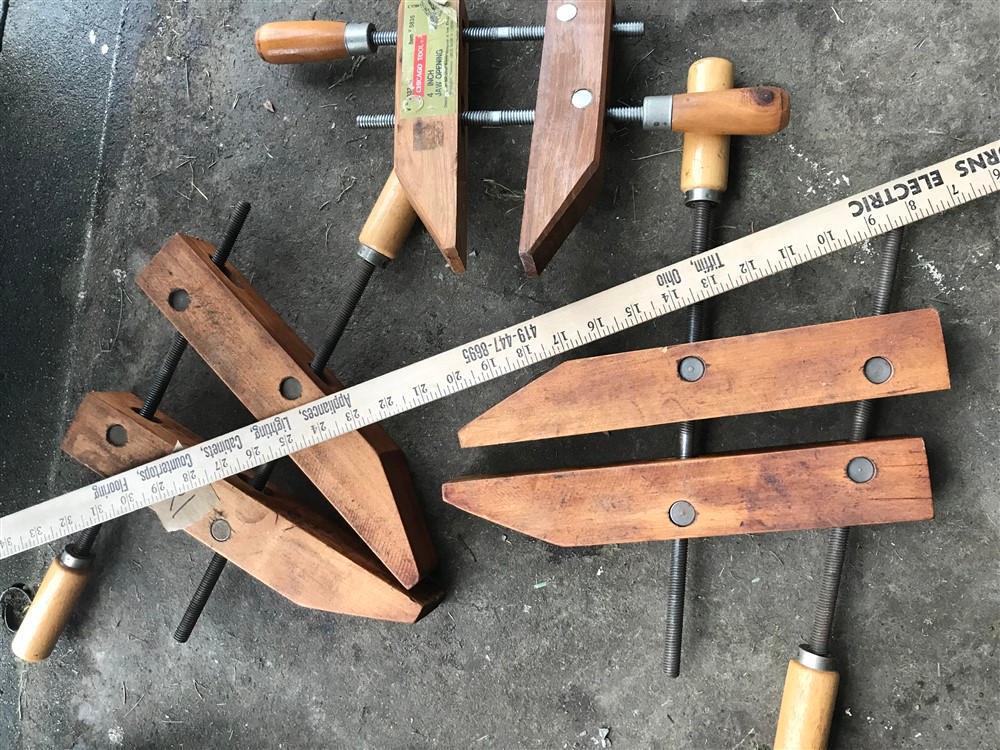 Stack of Vintage Wooden Clamps