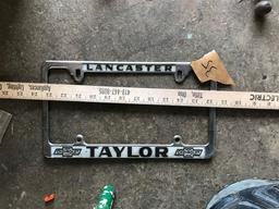 1950s Taylor Chevy Lancaster License Plate holder