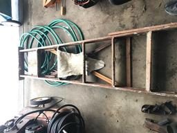 Old Wooden Ladder and Hose