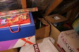 Crawlspace contents of modern Christmas Items