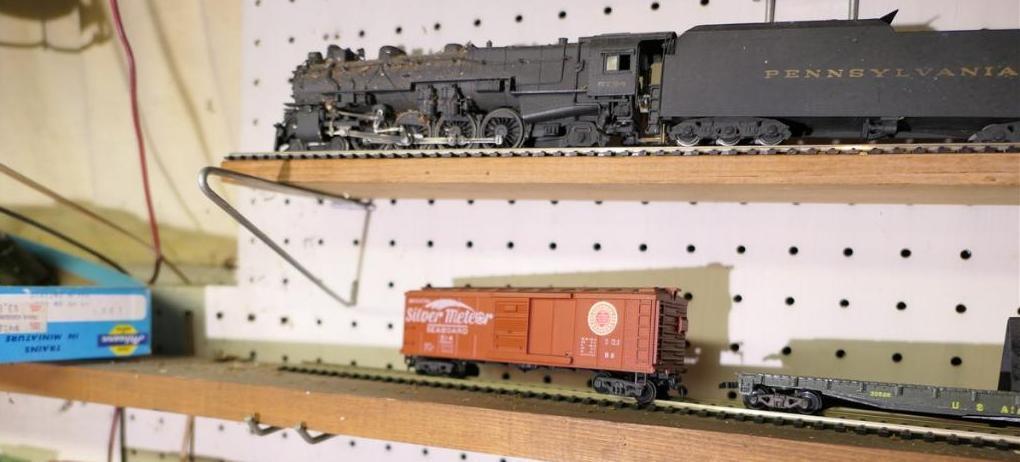 Three Shelves of Model Railroad Engines & More HO