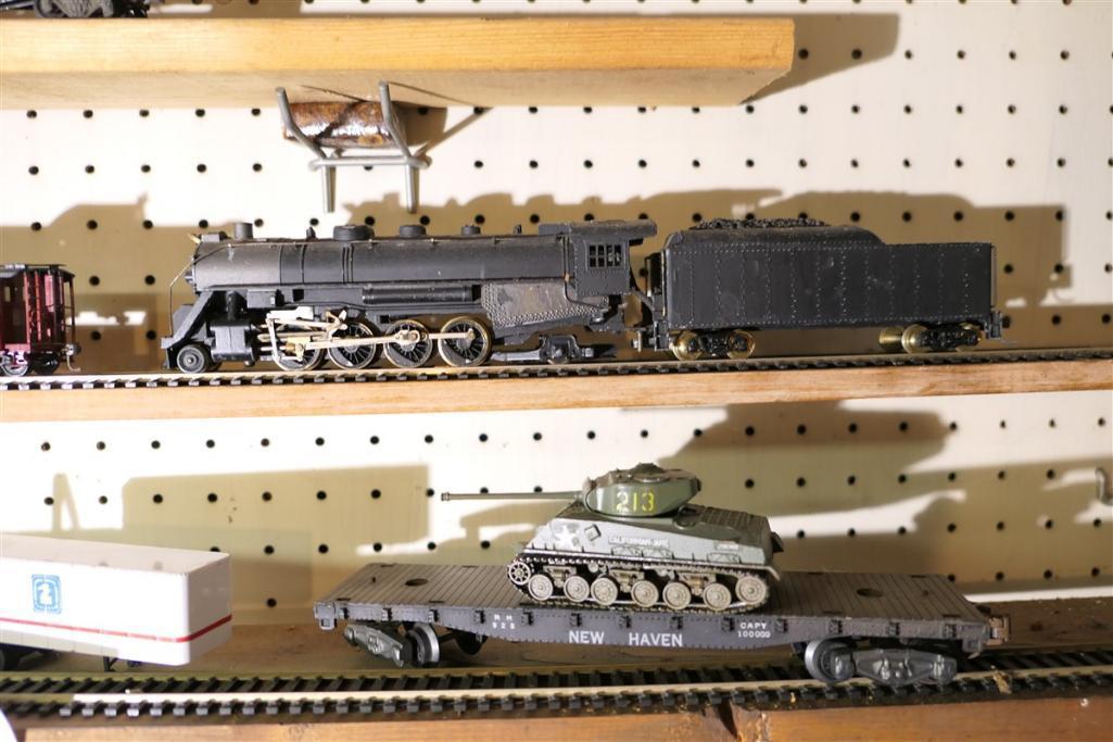 Three Shelves of Model Railroad Engines & More HO