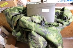 Poncho Liner, Compass, Metal Ammo Can Lot