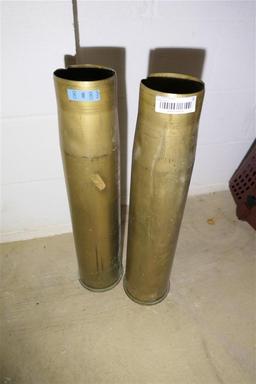 2 very large mi.itary brass artillery Shell casings