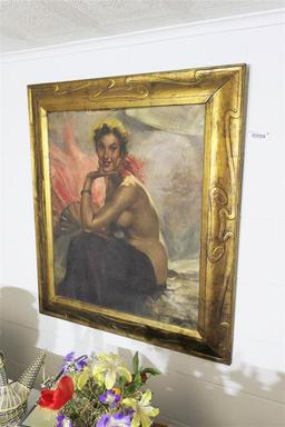 Orientalist OOC Painting in Art Nouveau Frame Sgd