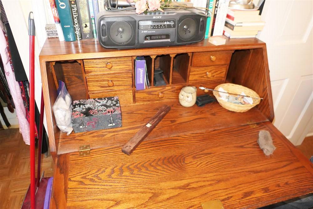 Antique Oak Drop Front Secretary Desk Amish Nice