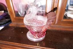 Antique Larger Sized Glass Turkey Candy Container