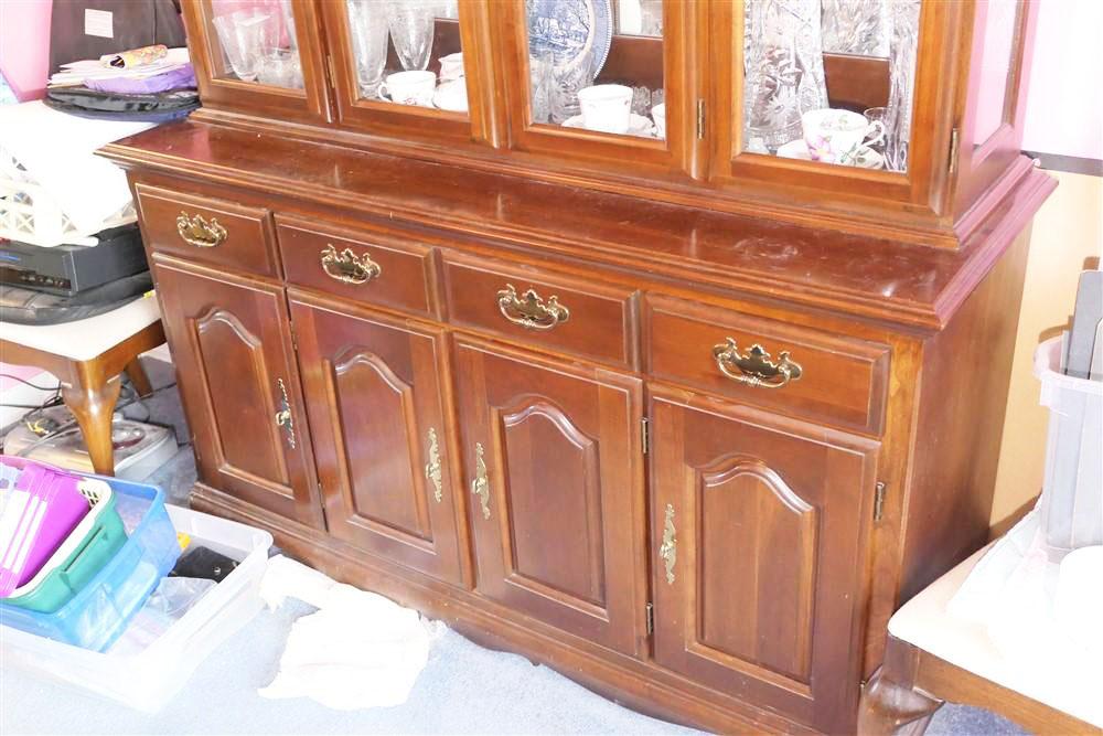 Large vintage wooden china cabinet