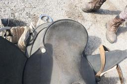 Nice Vintage Leather Saddle with Stirrups