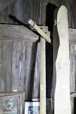 Antique wooden yoke on long plank