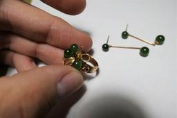 14k Gold, Jade Ring, Earrings