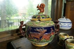 German Wine Tureen & 4 cups