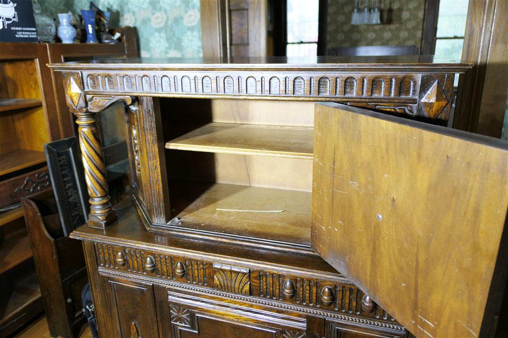 Antique Baronial Cabinet w/Barley Twists