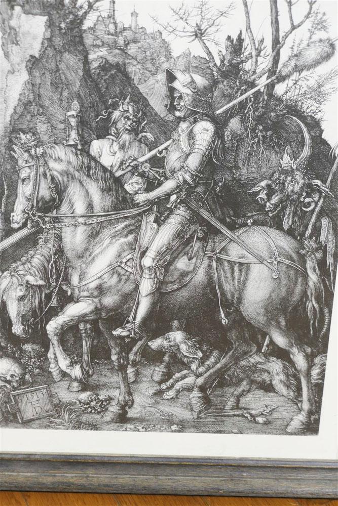 Antique Durer Print Devil, Death, Knight