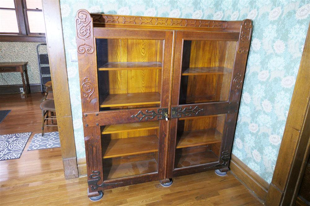 Transitional Art Nouveau Oak Bookcase