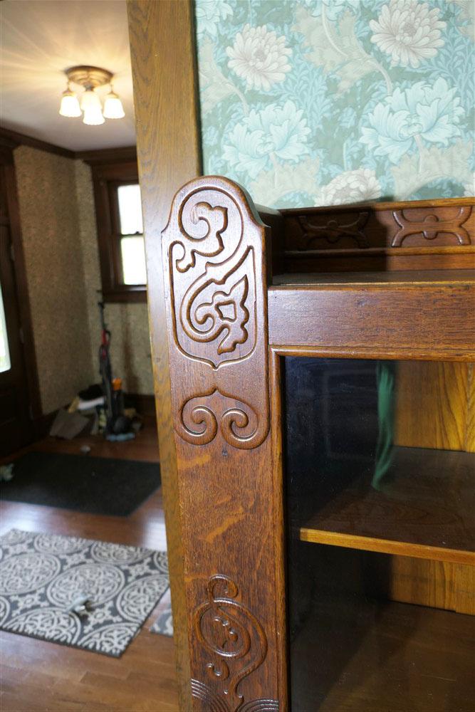 Transitional Art Nouveau Oak Bookcase