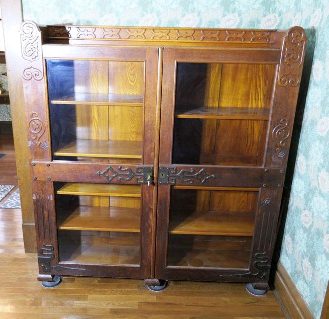 Transitional Art Nouveau Oak Bookcase
