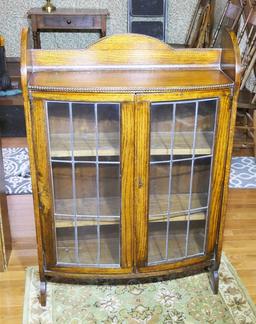 Antique leaded glass bookcase