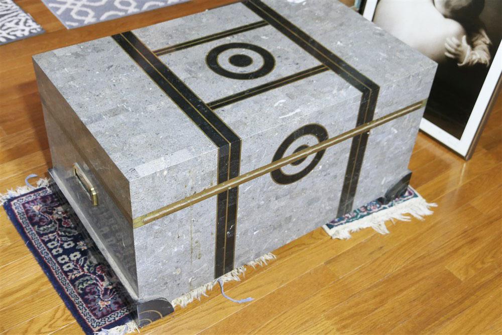 Unusual Art Deco Stone Inlaid Trunk