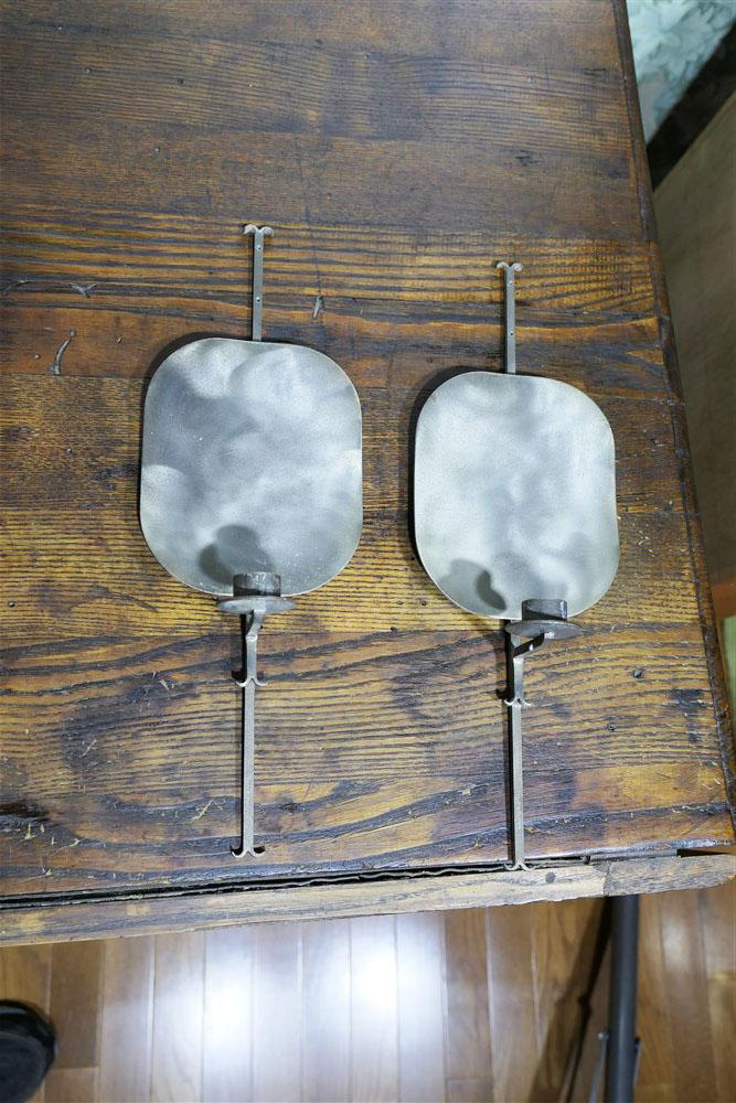 Pair Wrought Iron Craftsman Candle Sconces.