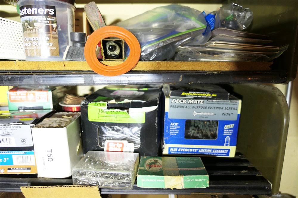 3 Shelves of assorted hardware etc