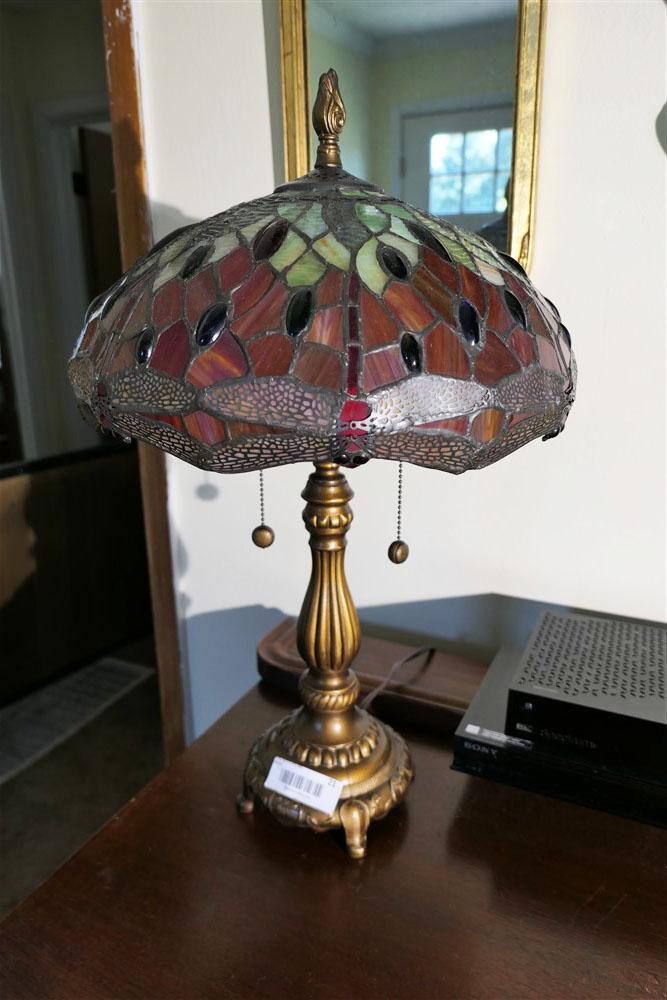 Vintage Leaded Glass Tiffany Style Lamp