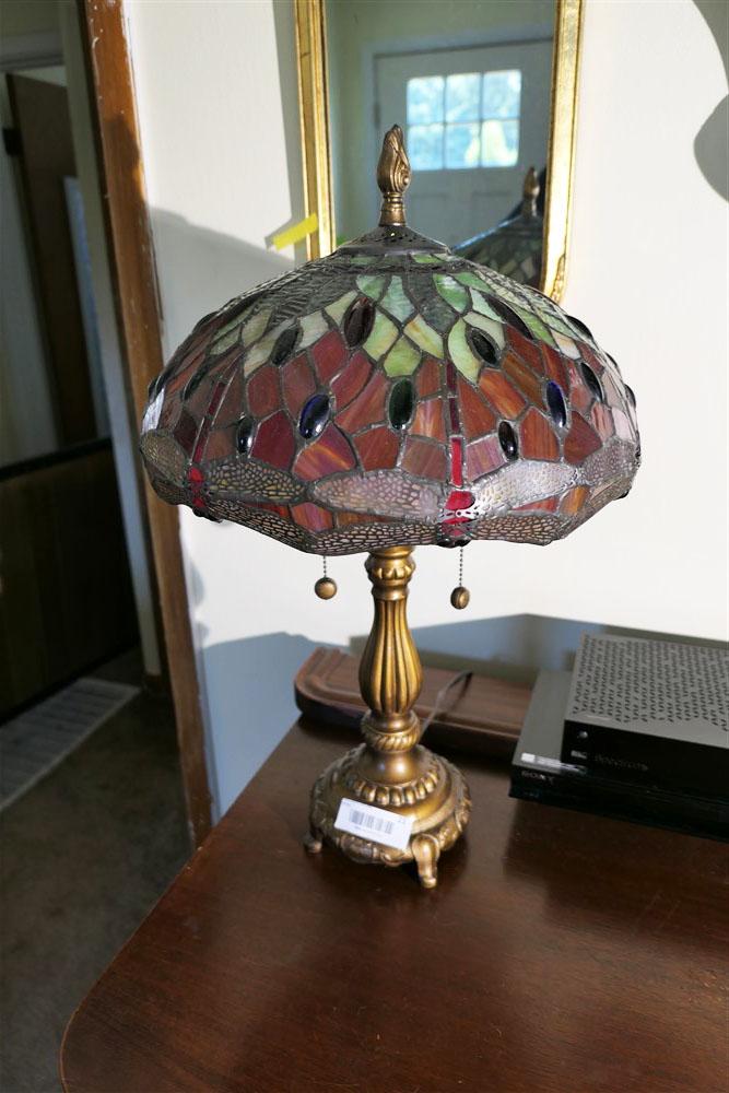 Vintage Leaded Glass Tiffany Style Lamp