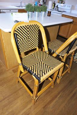 Pair Vintage Bamboo Bar Stools