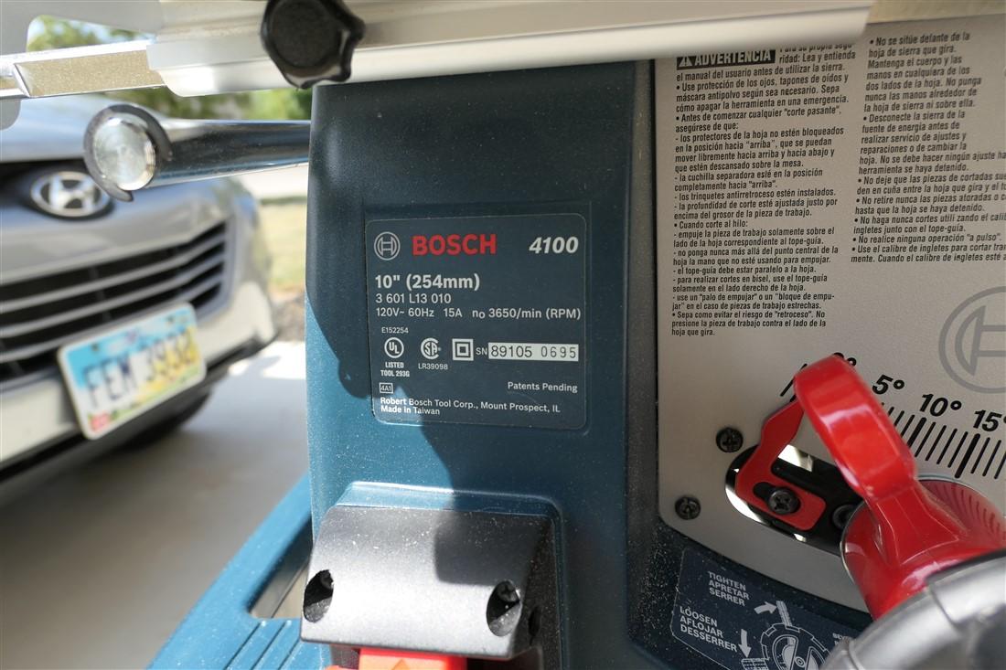 Bosch 4100 Table Saw on Gravity Rise Stand