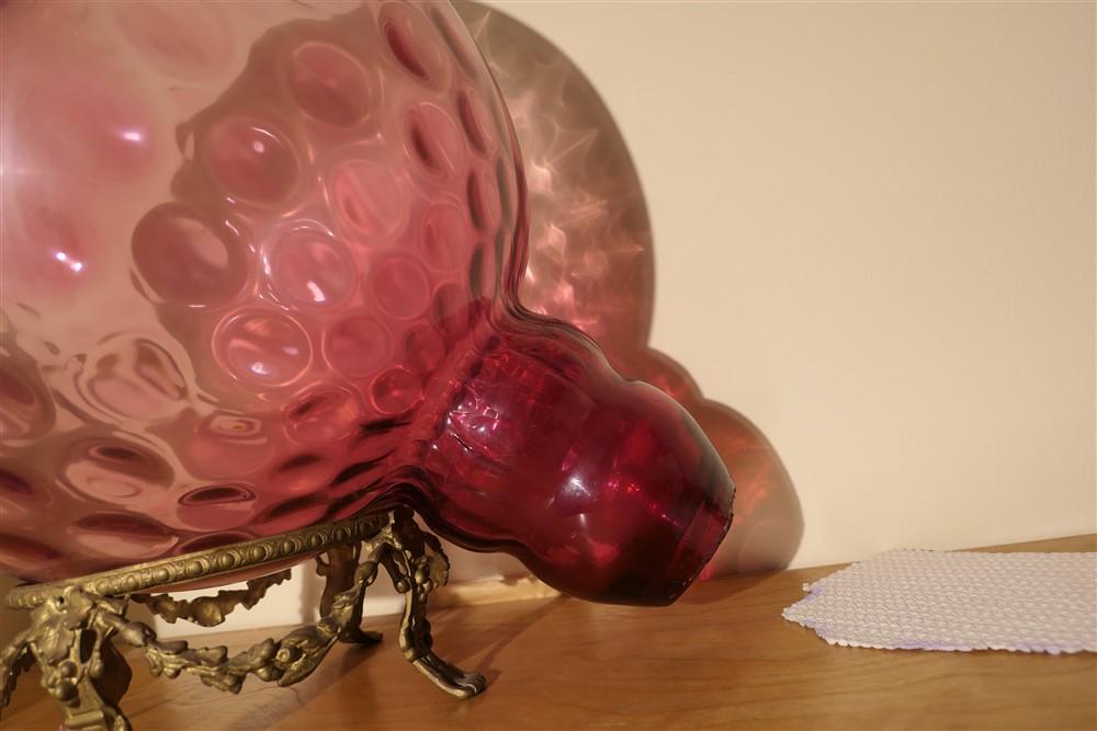 Unusual large Cranberry Glass lampshade
