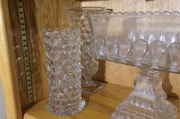 Shelf lot of clear glass, Fostoria, leaded crystal