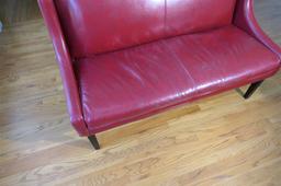 Vintage Leather Wing Back Chair or bench