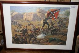 Signed Civil War Confederate Print in Frame.