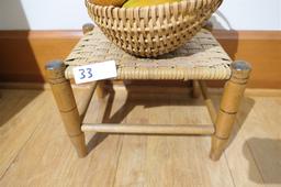 Antique Stool + Basket, Fruit