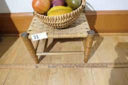 Antique Stool + Basket, Fruit