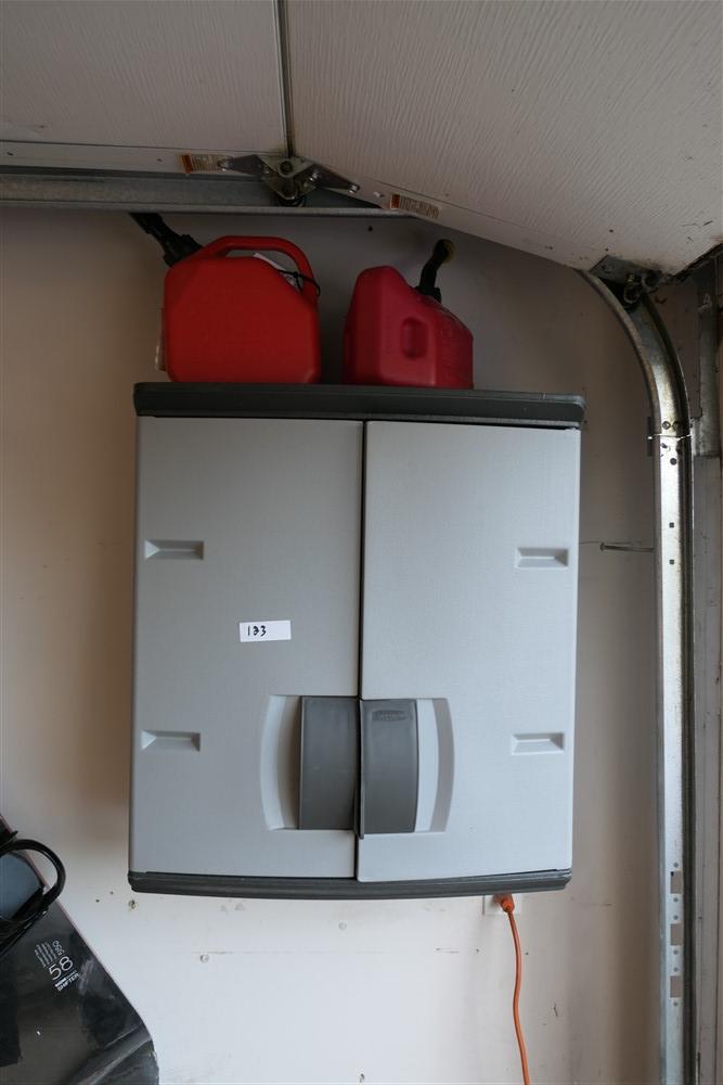 Plastic Storage Cabinet w/gas cans