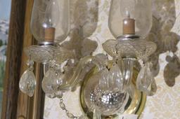 Pair vintage glass wall sconces