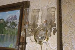 Pair vintage glass wall sconces