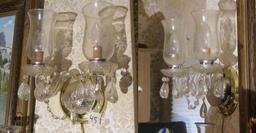 Pair vintage glass wall sconces