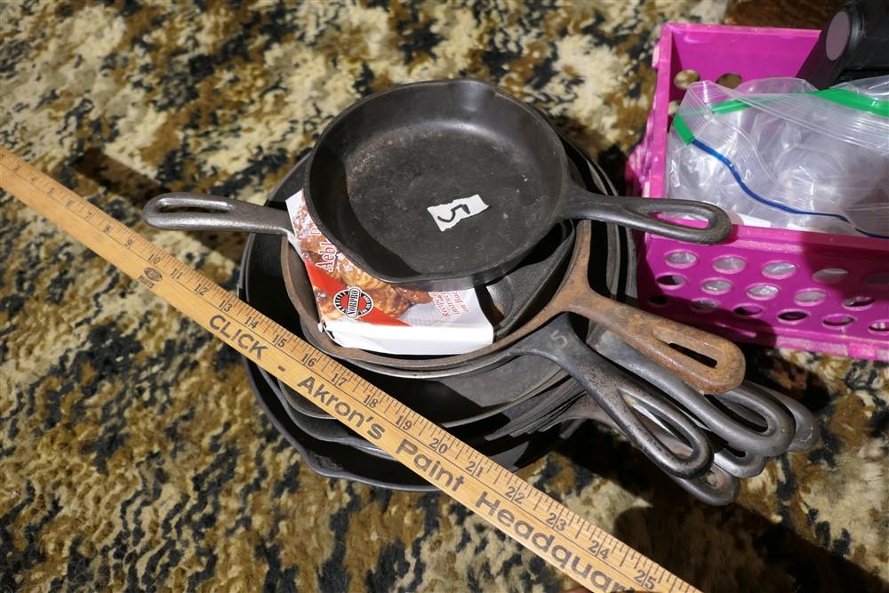 Huge Lot Cast Iron Pans Piqua, Wagner, National etc