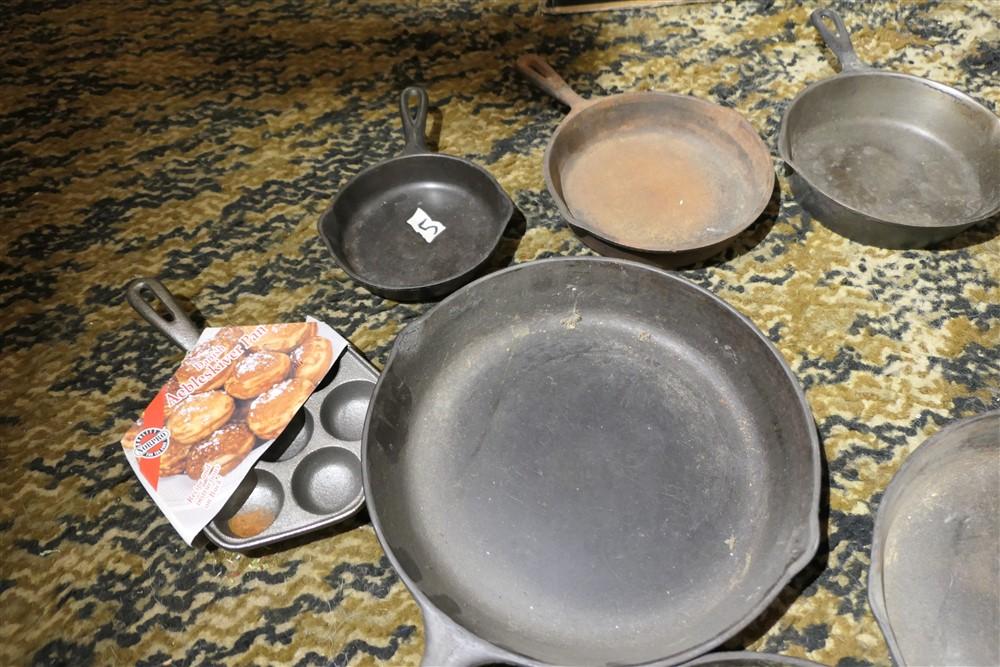 Huge Lot Cast Iron Pans Piqua, Wagner, National etc