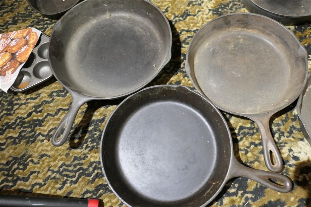 Huge Lot Cast Iron Pans Piqua, Wagner, National etc