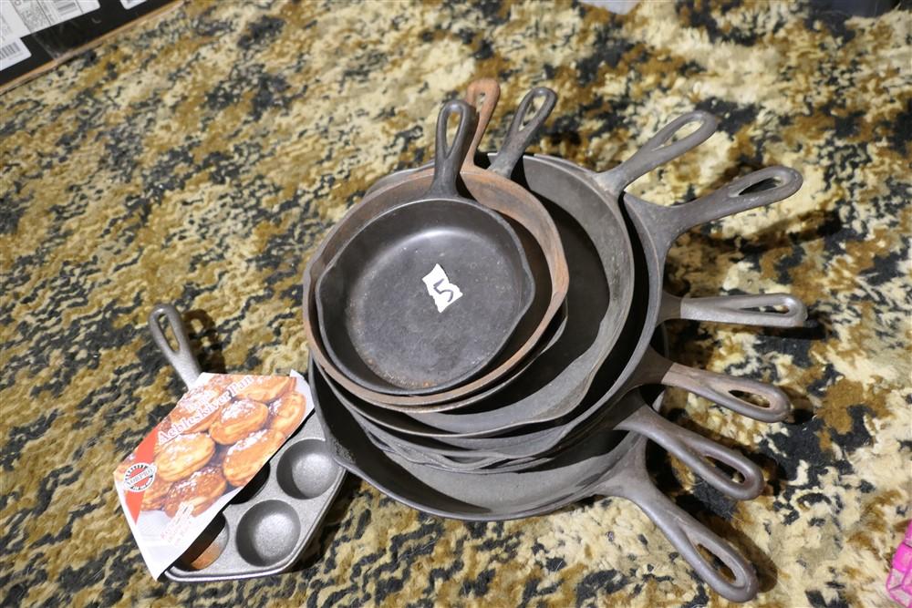 Huge Lot Cast Iron Pans Piqua, Wagner, National etc