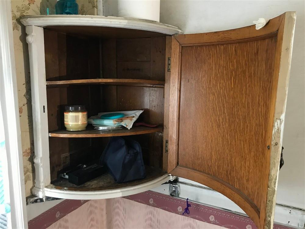 Early Curved Oak Medicine or Wall Cabinet