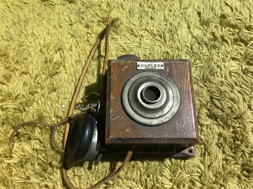 Antique Duplex Wall Mounted Telephone - Rare wood