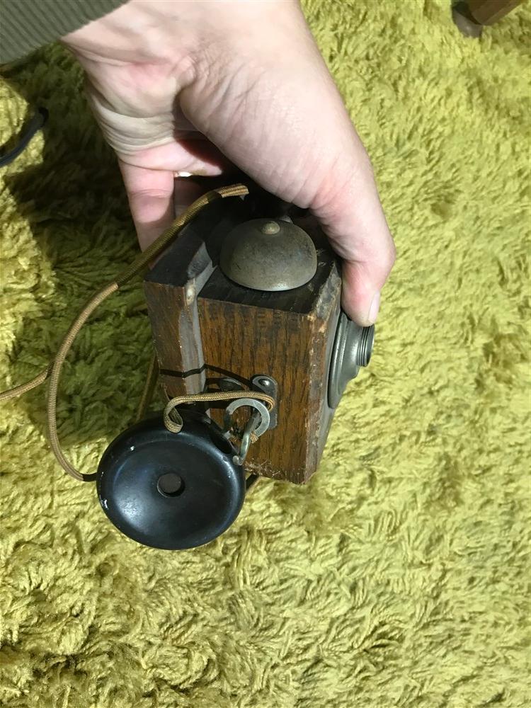 Antique Duplex Wall Mounted Telephone - Rare wood