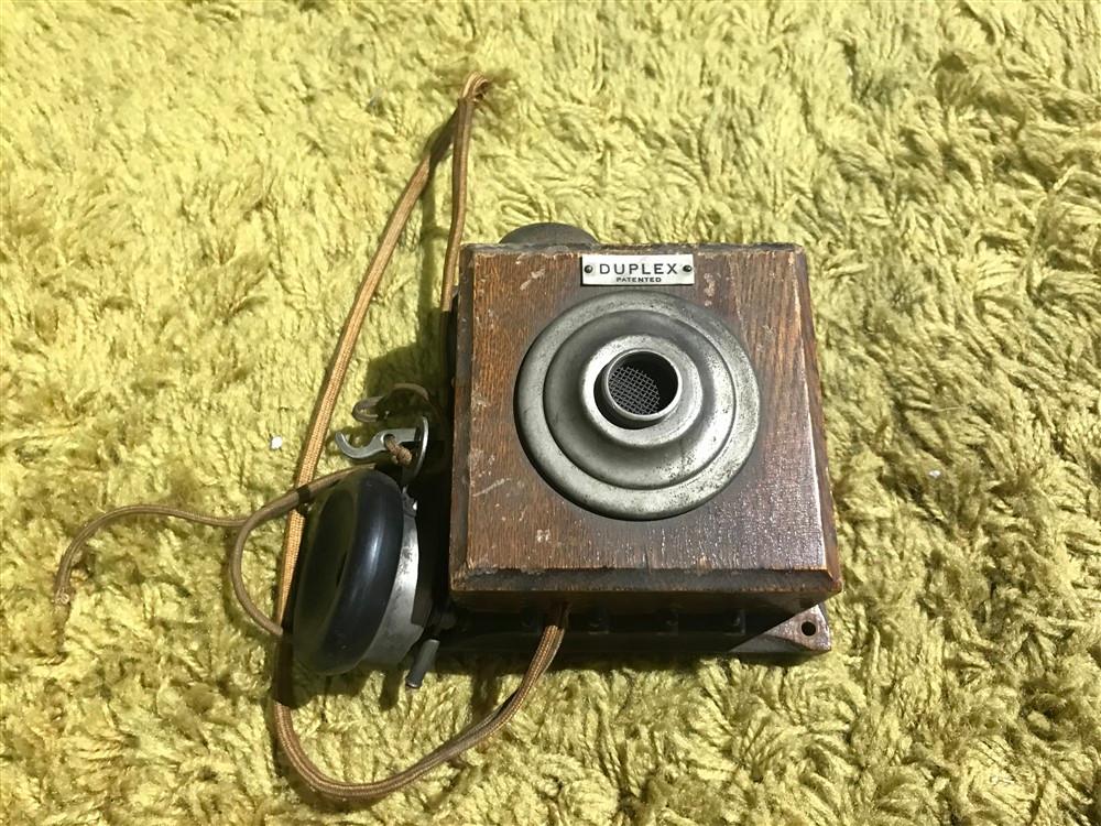 Antique Duplex Wall Mounted Telephone - Rare wood
