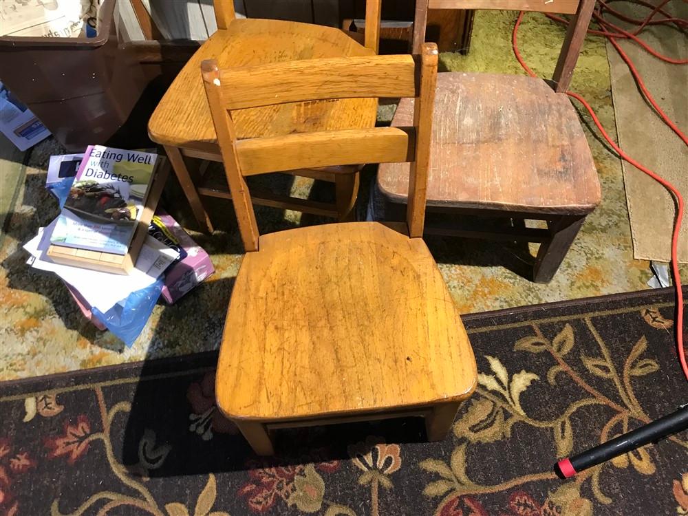 Group Lot 3 Oak Child's Chairs